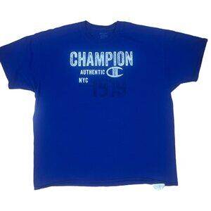 Champion Logo T-Shirt Men 2XL Royal Blue XXL Solid Tee Shirt Short Sleeves 2X